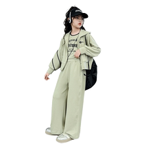 Girls Autumn Fashionable Sweater Set 2024 New Girls Fashionable and Cool Three-piece Set Older Children Autumn Casual Wear