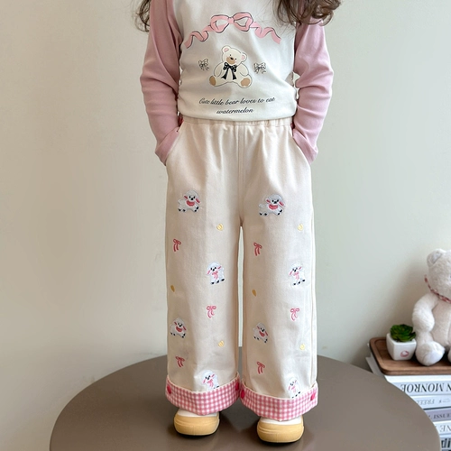 Осенние весенние детские штаны, в западном стиле, свободный прямой крой