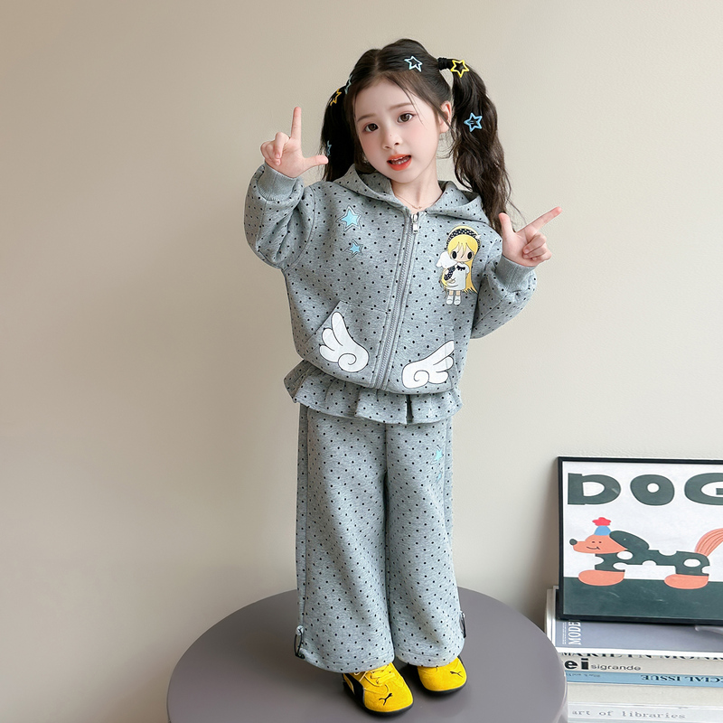 Girls' Hooded Sweatshirt Jacket Spring and Autumn 2026 New Style Children's Super Stylish Warm Korean-Style Hoodie Two-Piece Set Trendy Girls' Hooded Sweatshirt Jacket Spring and Autumn 2026 New Style Children's Super Stylish Warm Korean-Style Hoodie Two-Piece Set Trendy