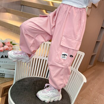 Girls' Spring and Autumn Cargo Pants 2026 New Fashion Children's Autumn Wear Stylish Girls' Long Pants Trendy Street-Style Sports Pants