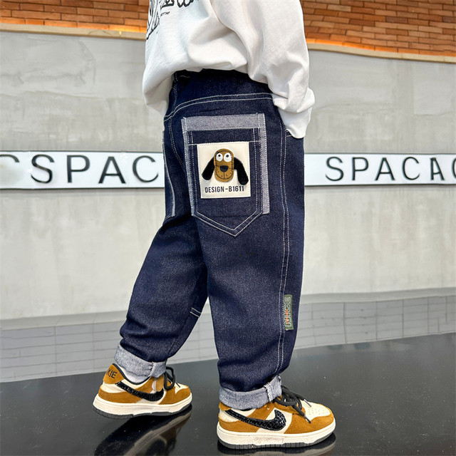 Boys' Jeans Spring and Autumn 2026 New Style Children's Sports Pants Cool Boys' Spring Soft Denim Straight-Leg Long Pants