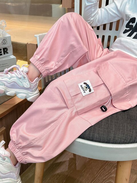 Girls' Spring and Autumn Cargo Pants 2026 New Fashion Children's Autumn Wear Stylish Girls' Long Pants Trendy Street-Style Sports Pants