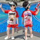 Children's Swimwear for Boys, Summer Professional Sun Protection Two-Piece Swimsuit, Swim Trunks for Boys, Nezha Quick-Drying Short-Sleeved Swimming Clothes
