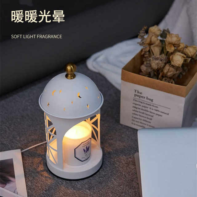 Castle fireless aromatherapy lamp melted wax lamp iron art scented candle melting lamp decorative table lamp atmosphere night light candle melting lamp