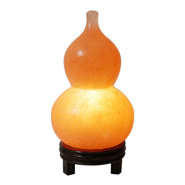 Gourd Salt Lamp, Himalayan Natural Crystal Everlasting Lamp, Bedroom Feng Shui Table Lamp, Living Room Fortune-Attracting Ornament, Night Light