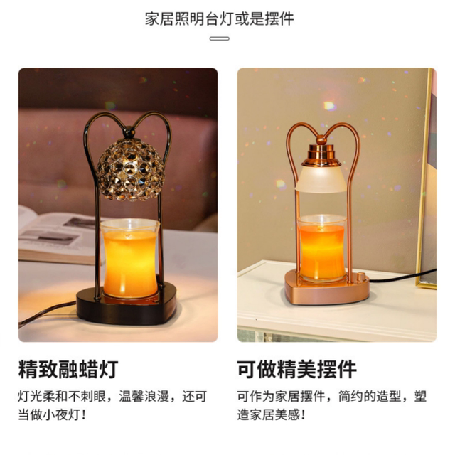 ins Girly Aromatherapy Wax Melting Lamp Timed Candle Melting Lamp Bedroom Candle Table Lamp Light Luxury Crystal Atmosphere Night Light