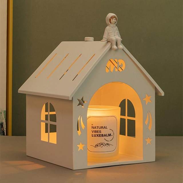 Small house melted wax lamp melted candle lamp fireless aromatherapy table lamp bedroom bedside lamp candle heater atmosphere night light
