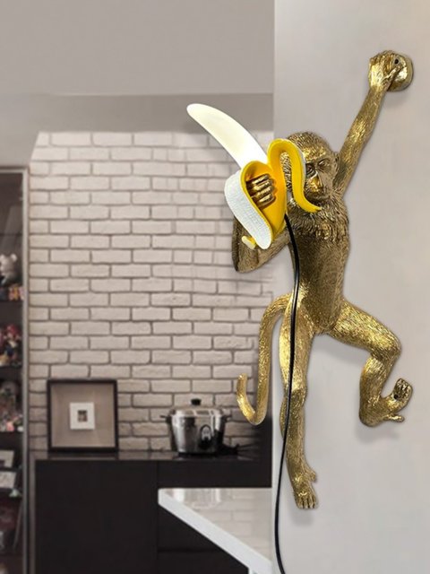 Nordic Creative Monkey Lamp Banana Wall Lamp Children's Room Animal Decoration Table Lamp Bedroom Dining Room Personalized Art Chandelier