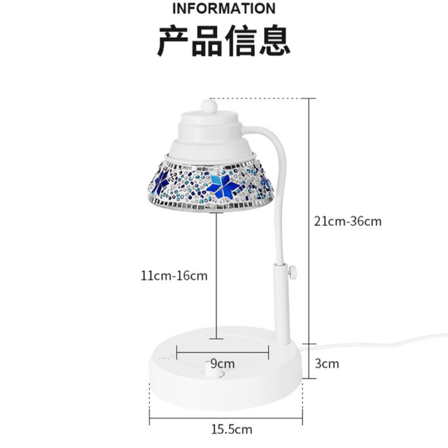 Stained glass aromatherapy melting wax lamp can be raised and lowered timed retro candle table lamp bedroom atmosphere night light melting candle lamp
