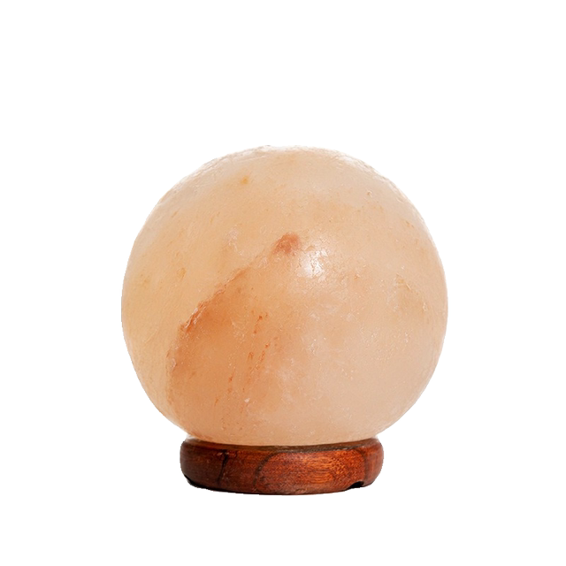 Natural Red Salt Lamp Himalayan Spherical Crystal Lamp Ornament Feng Shui Table Lamp Everlasting Light Fortune-Attracting Night Light