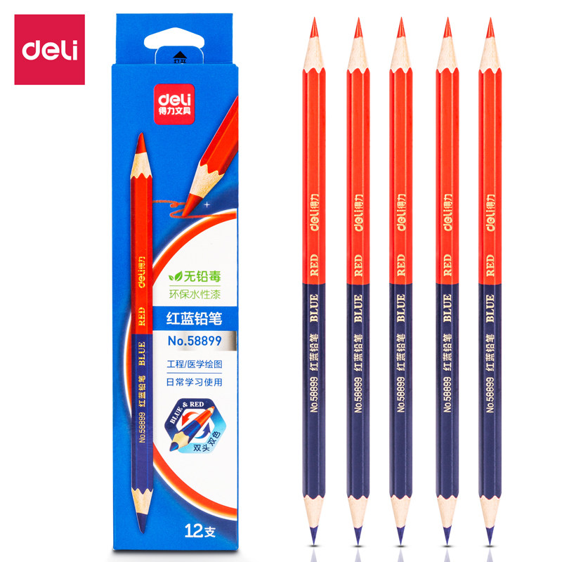 Able Double Head Red Blue Pencil Engineering Medical Drawing Pen Bicolor 12 Plot Draft Pencil Marker Pen Make Notes Pencil
