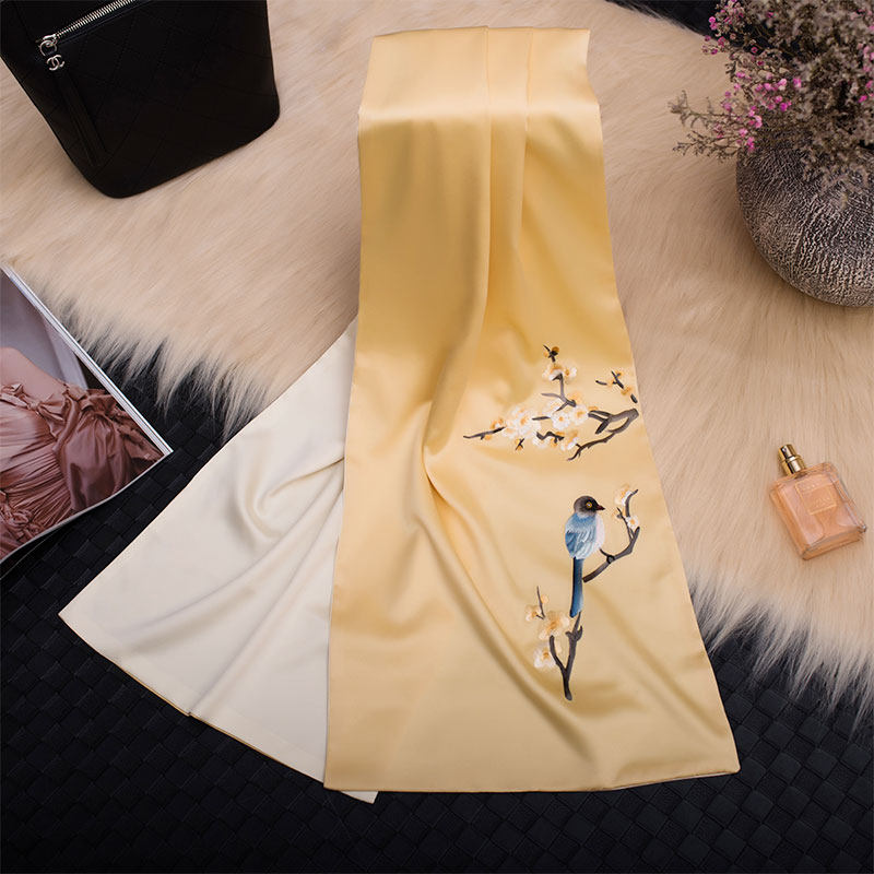 Suzhou Embroidery Summer Long Edition Silk Hand Embroidered Double Layer Mulberry Silk Women's Scarf Silk Embroidered Silk Scarf Gift Box