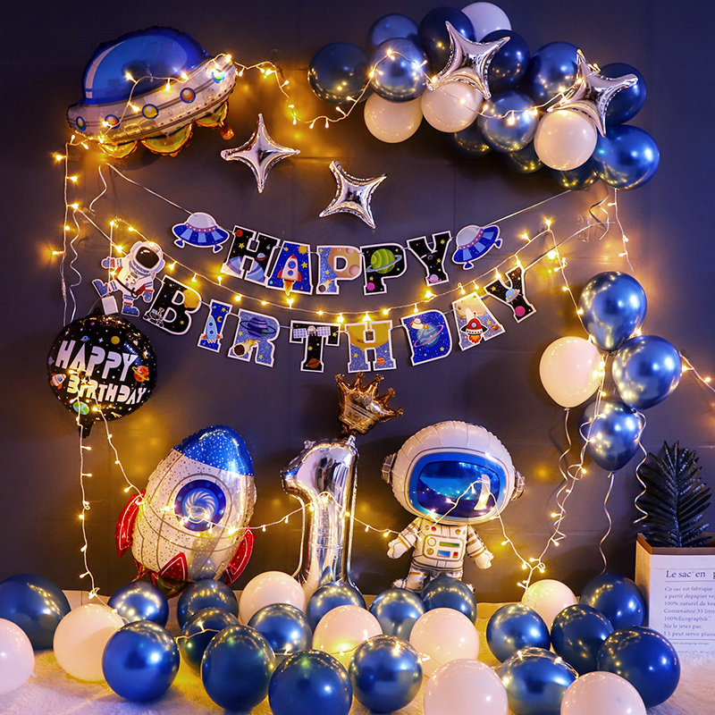 Birthday Decoration Scene for Boy Balloon Children's Baby Baby One Year Party Supplies Background Wall Space Theme