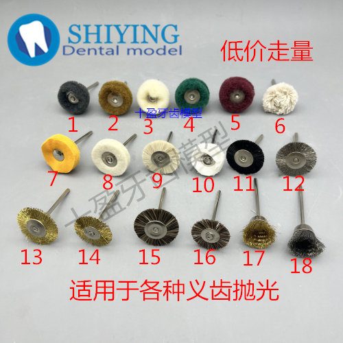 牙科材料义齿抛光工具 带柄毛刷 布轮钢刷 带柄抛光平刷 特价包邮