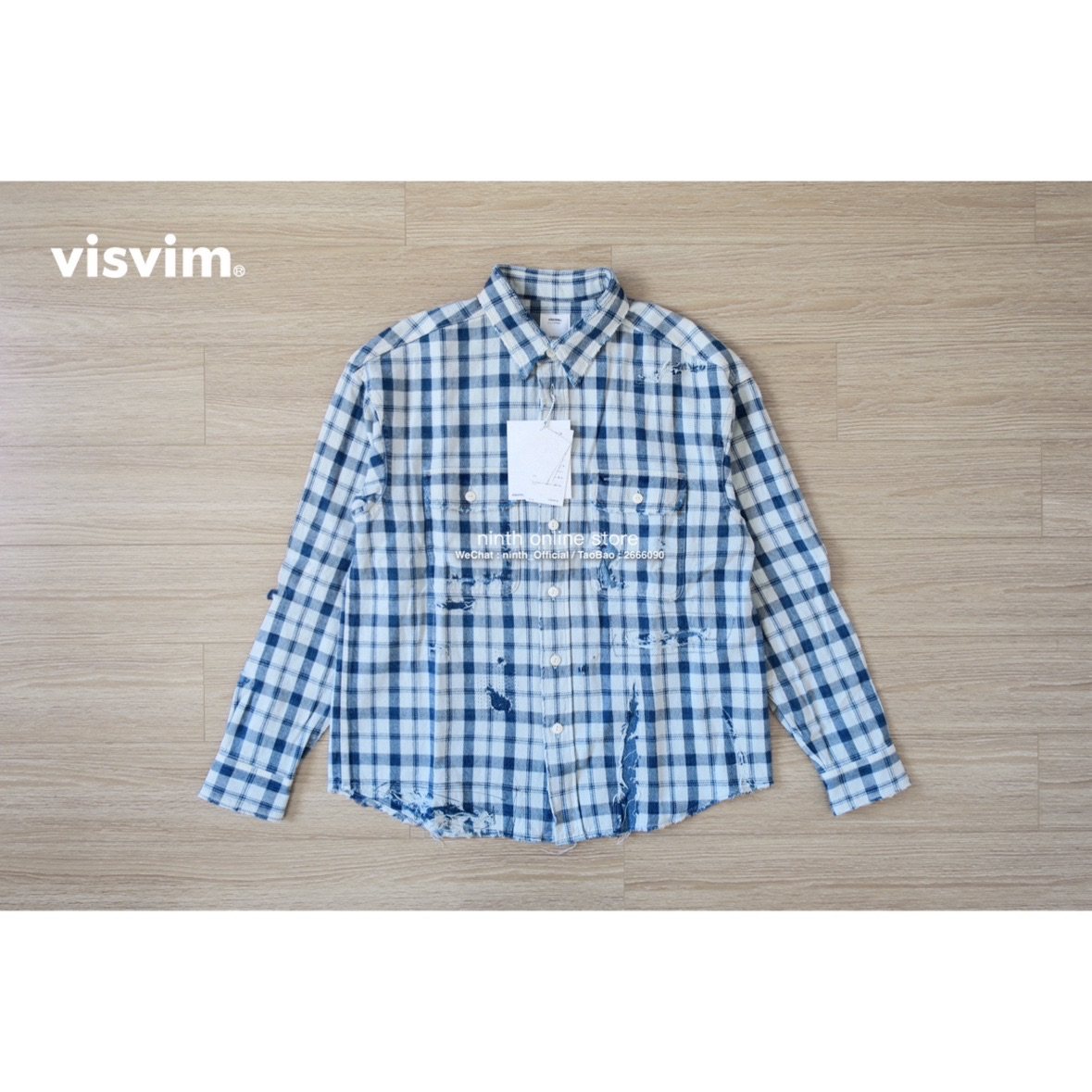 现货】VISVIM 20SS LUMBER SHIRT L/S CRASH 蓝染格子破坏衬衫