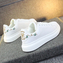Hong Kong Chauder embroidery Little white shoes Male lovers thick bottom muffin shoes Mens 100 lap Nets heightening white board Shoe Men