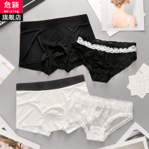 2-pack couple underwear Ice Silk passion sexy men and women confused couple Summer lingerie pair lace suit