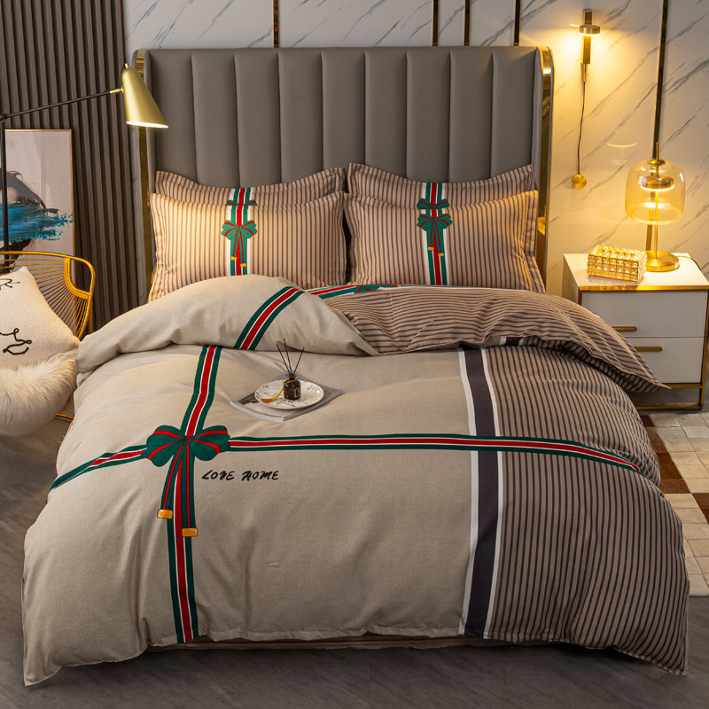 Four sets of 100 pure cotton full cotton beds bedding quilt cover autumn winter thickened bed sheet bed 4 kit bed 4