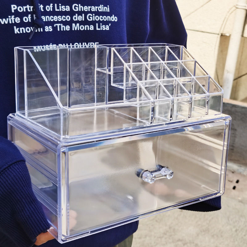 Ultra large number transparent cosmetic containing box plastic anti-dust skincare covered acrylic desktop make-up table shelf