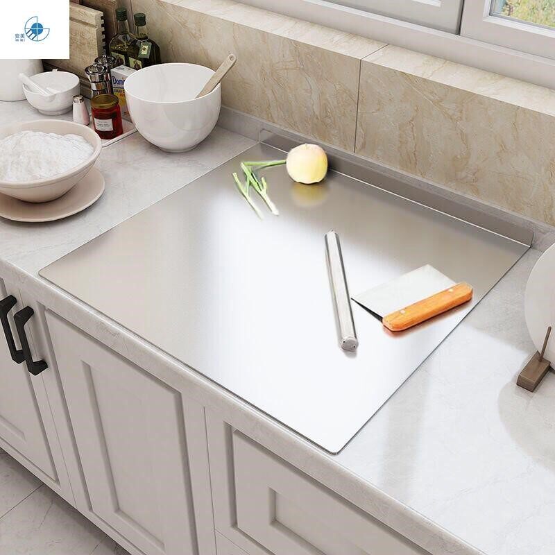 Food grade 304 stainless steel plate stainless steel kneading panel household countertop large chopping board thickened kitchen and rolling