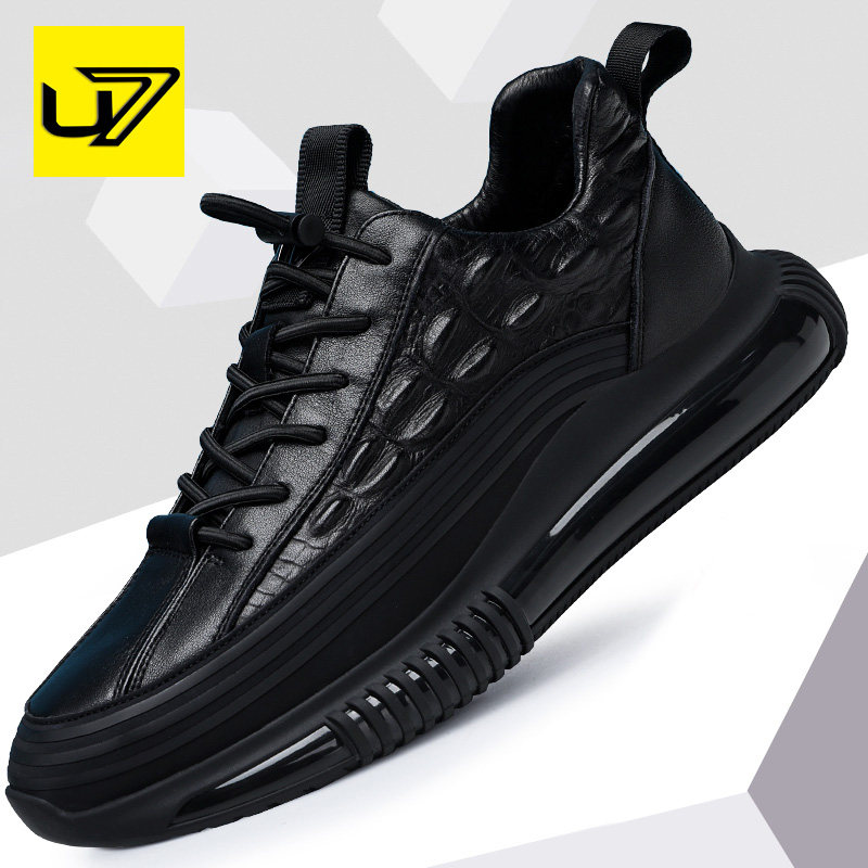 u7 men's shoes Summer wave shoes 2022 New men's leather casual shoes Soft bottom headlayer Bull Leather Sport Shoes Man