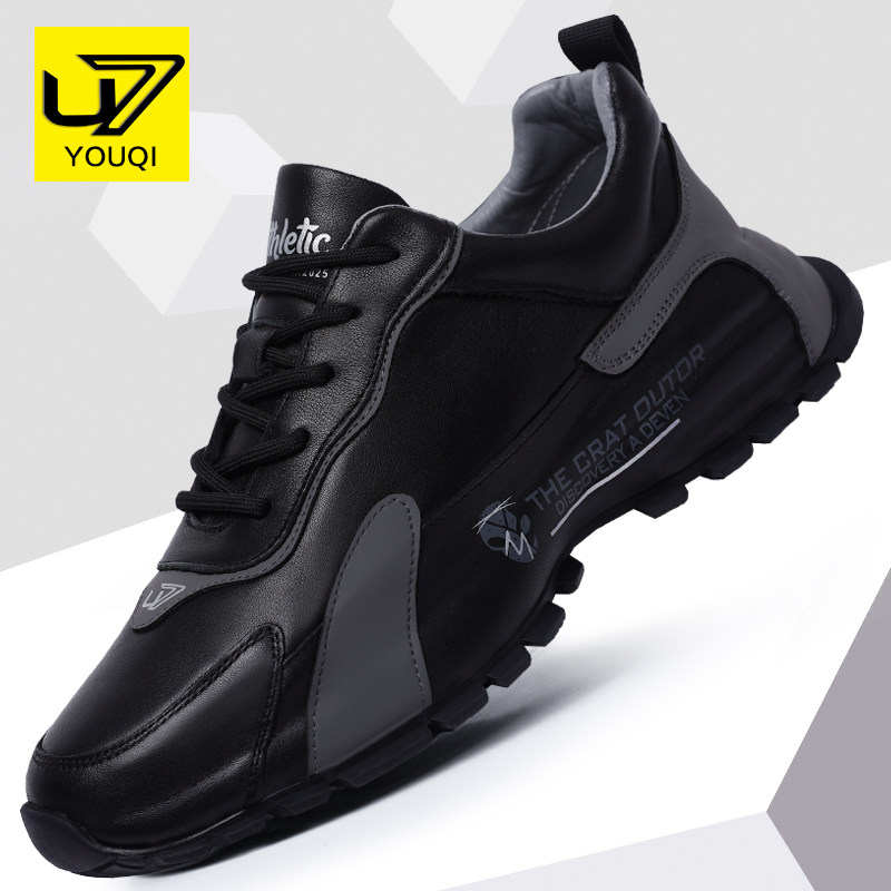 U7 Men's shoes Spring 2022 New thick bottom genuine leather Old Dad shoes Male trends 100 hitch floor Bull Leather Sport Shoes