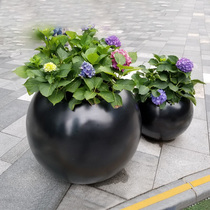 Stainless steel flowerpot spherical flower bowl simple shopping mall special flower box green planting metal floor breathable flower Ware customization