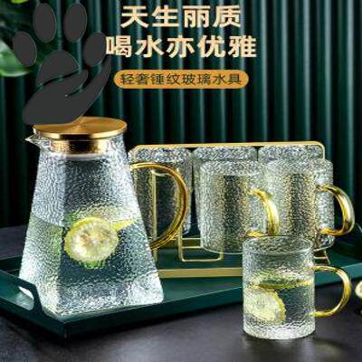 Tea cup set home hospitality Cup ins simple modern hammer glass light luxury style set family 6