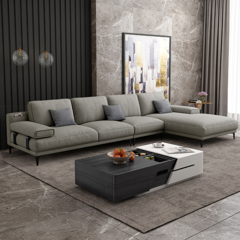 Nordic solid wood fabric sofa living room modern minimalist light luxury Italian minimalist size apartment latex combination sofa