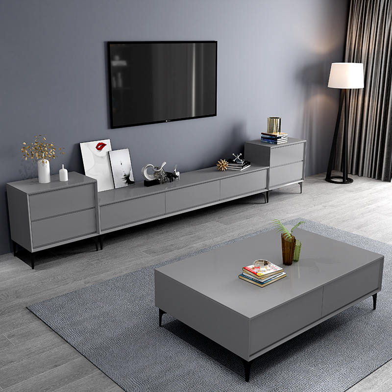 Italian minimalist slate TV cabinet coffee table combination modern minimalist home living room Nordic solid wood background wall cabinet