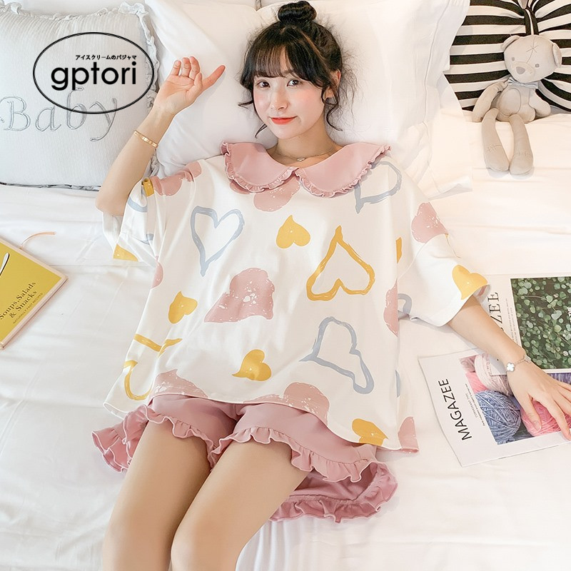 Japanese pajamas women's summer cotton short-sleeved thin two-piece suit 2021 new original design spring and autumn home service