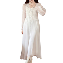 Matin Gown Girl Bridal Senior Sensation Wedding Fall Wedding Fawn Girl Ice Silk White Pyjamas Sleeping Dress deux séries de printemps