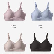 Bra gathered anti-sagging breast milk pregnant woman bra postpartum feeding underwear Front buckle without rim thin section
