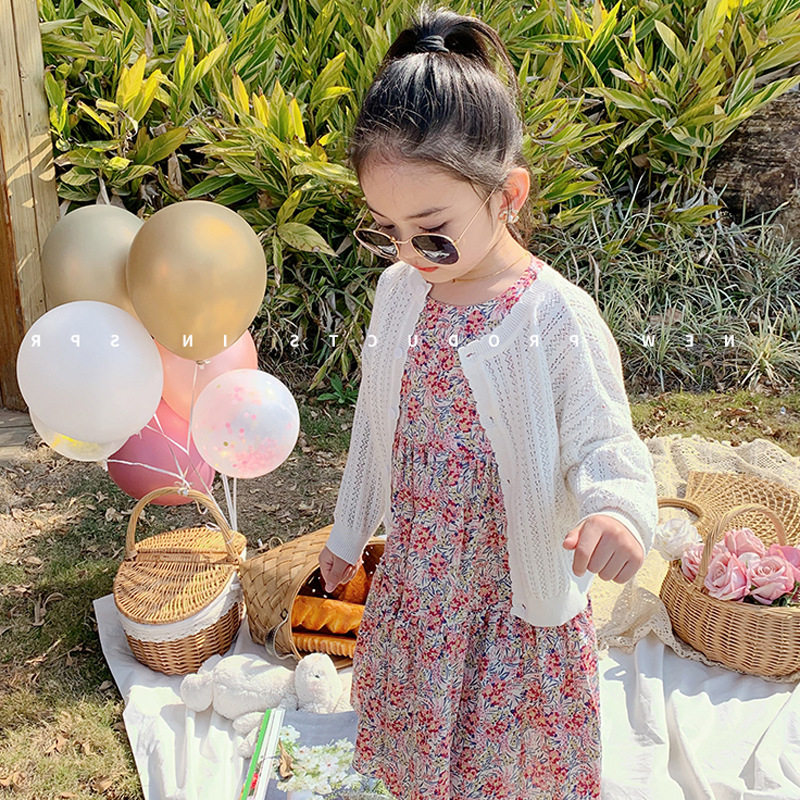 2022 Summer 2022 - Baby Girl Knitted Sweater Kids Air - conditioned sweater gas coat