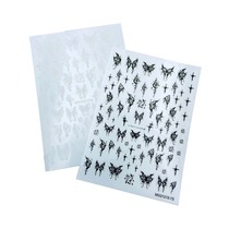 DIY Japanese Synchronized Thin Translucent Adhesive Nail Art Stickers New Elegant and Fresh Black and White Butterfly Series