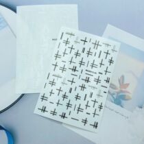 DIY Japanese Synchronized Thin Translucent Adhesive Manicure Stickers New Black and White Simple Line Series