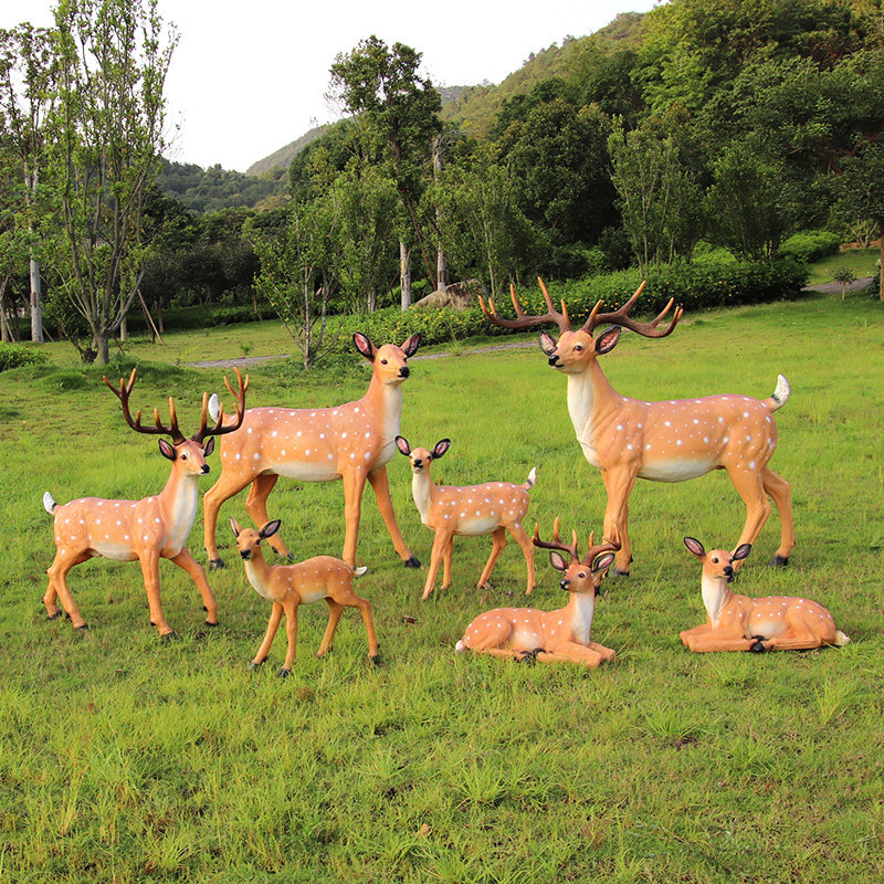 Glass Fiber Deer Sculpture Emulation Plum Blossom Deer Pendulum Piece Large Floor Garden Forest Landscape Decoration Garden Courtyard Small