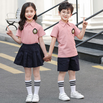 School uniforms Primary School students summer short-sleeved childrens suits kindergarten graduation photos class uniforms British style sports performance Garden uniforms