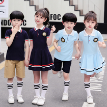 Kindergarten garden clothes summer clothes British college style children graduation season sports class clothes cotton set primary school uniforms