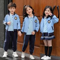 Kindergarten garden clothes teachers wear men and women Spring and Autumn blue sports college style class uniforms for primary school uniforms