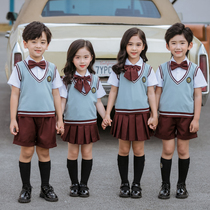 Kindergarten Summer Garden Clothes British Style Class Clothes Set Men and Women Graduation Photo Performance Dress Primary School Uniform