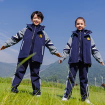 Primary School students autumn and winter assault clothes three-in-one windproof plus velvet sports childrens school uniform set kindergarten uniforms