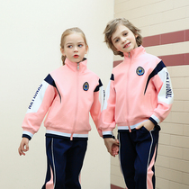 Kindergarten uniform English style pink school uniform set primary school students Spring and Autumn new mens and womens sports class uniforms