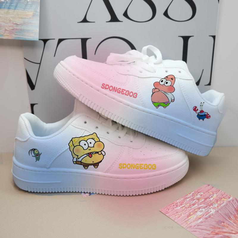 2023 Spring New Spongebob Squarepants Duck Shoes, Unique Original Thick-Soled White Sneakers, Low-Top Skate Shoes for Students