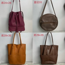 External single head layer of cow leather large capacity womens bag