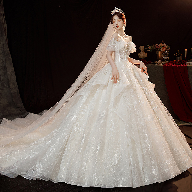 Four colors French Hepburn Wednesses Women's Luxury Out of the Gate 2024 New Advanced texture, Shoulder Best Bride, Marriage Main Dress Four colors French Hepburn Wednesses Women's Luxury Out of the Gate 2024 New Advanced texture, Shoulder Best Bride, Marriage Main Dress