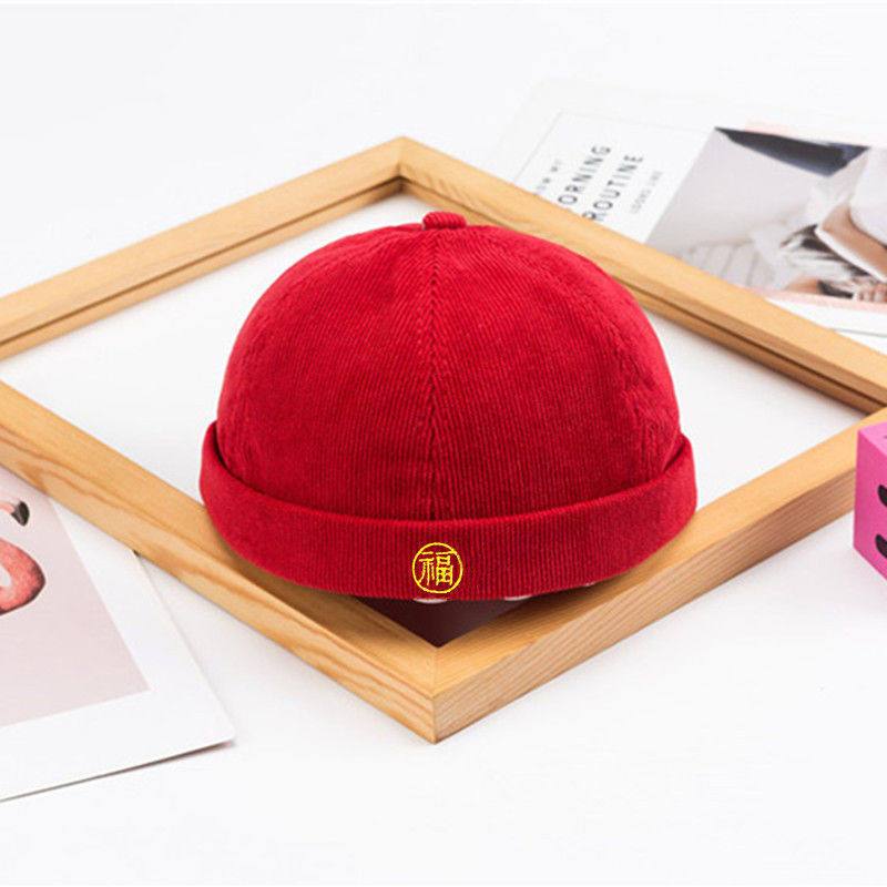 Baby's one-year-old birthday hat boys and girls catch Zhou corduroy melon cap rummaged through the brimless small landlord beret