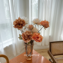 ins Korean retro simulation flowers Mudan flowers fake flowers folk restaurant bedroom decorate silk flower-like board room swing piece flower