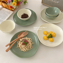 Light lavish simplicity in irregular shape pure color cutlery Nordic style Ceramic Rice Bowl dish Western Dining Home