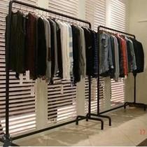 Iron simple clothing rack hangers high-grade wall rack floor-standing men's and women's clothing shelves clothing store display rack black